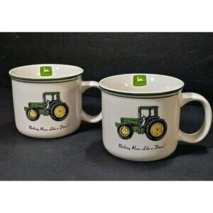 Set of 2 John Deere Gibson Coffee Mugs 3.5" Tall – “Nothing Runs Like a Deere!”